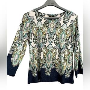 JM Collection Multicolor Paisley 
3/4 Sleeve Top size PS